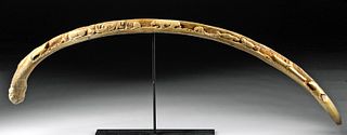 Signed 19th C. Alaskan Carved Whale Rib by T. Gray