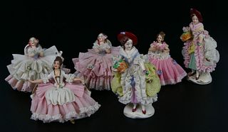 GROUPING OF 6 DRESDEN PORCELAIN  FIGURINES