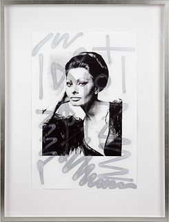 Portrait of Sophia Loren, Original Framed Art by Santos Cortes