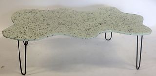 Midcentury Style Wood & Resin White  Coffee Table
