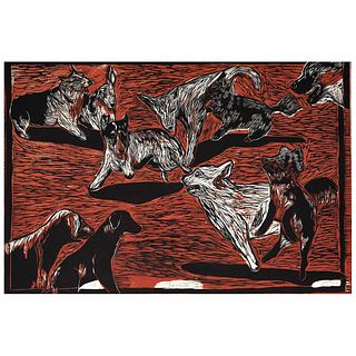 ALEJANDRA AGUILAR, Jauria IV, Signed and dated 2018, Two-plaque woodcut C / A, 14.9 x 22" (38 x 56 cm), Certificate of authenticity