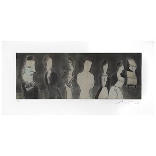 JOSÉ LUIS CUEVAS, Untitled, Signed and dated 2000, Etching and aquatint in three inks over print, 9 x 24.4" (23 x 62 cm)
