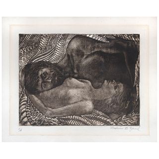 NAHUM B. ZENIL, Untitled, Signed, Engraving C / A, 9.4 x 12.5" (24 x 32 cm)