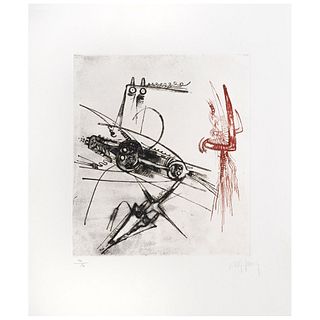 WIFREDO LAM, Untitled, Signed, Dry point 44 / 50, 14 x 12.5" (36 x 32 cm)