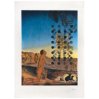 SALVADOR DALÍ, Dalí Nude in Contemplation Before the Five Regular Bodies, Signed, Chromolithography on Japanese paper E. A. 49 / 100