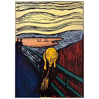 ANDY WARHOL, IIIA.58 (e): The scream (After Munch), Stamp on back, Serigraphy 107 / 1500, 35.4 x 25" (90 x 64 cm)