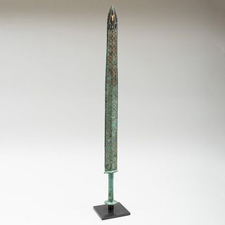 Chinese Eastern Zhou Style Bronze Sword with Gilt Decoration