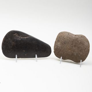 Two Neolithic Carved Stone Axe Heads