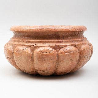 Roman Style Gadroon Carved Marble Vessel