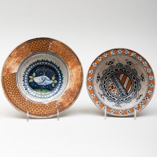Two Contientnal Polychromed Majolica Bowls