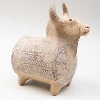Near Eastern Painted Pottery Model of a Bull, Possibly Indus Valley