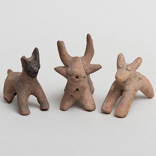 Group of Three Ancient Persian Pottery Stag Votives