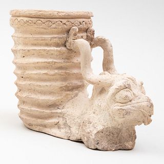 Persian Zoomorphic Pottery Rython with the Head of a Griffin