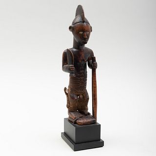 Democratic Republic of the Congo Carved Wood and Cloth Male Figure, Bembe 