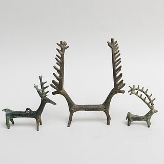 Group of Three Luristan Bronze Stag Amulets
