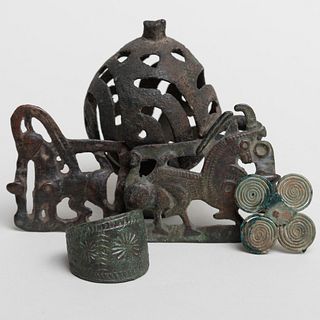 Luristan Metal Bell and a Group of Four Metal Articles