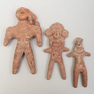 Group of Three Indian Terracotta Female Figures, Shunga