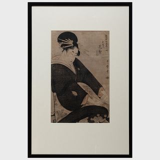 Kitagawa Utamaro (1753-1806): Large Head Bust Portrait of Bashfullness