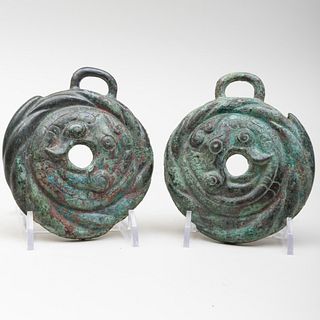 Pair of Chinese Bronze Harness Ornaments