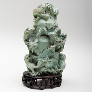 Chinese Hardstone Vase and Cover