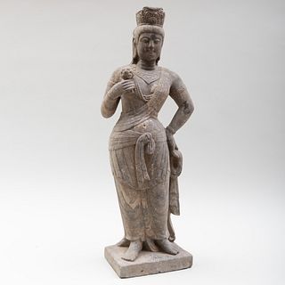 Chinese Carved Stone Figure of Bodhisattva