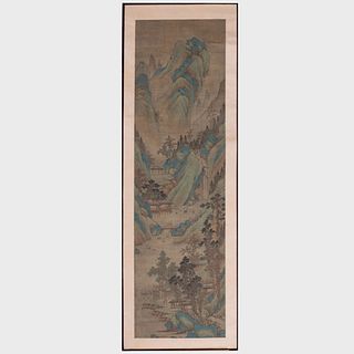 Pair of Chinese Scroll Painting of Mountains