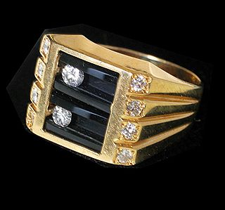 Sliding Diamond and 14 kt Yellow Gold Ring