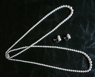 Lady's Pearl Necklace and Earrings