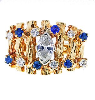 Lady's 14 kt Diamond and Sapphire Ring