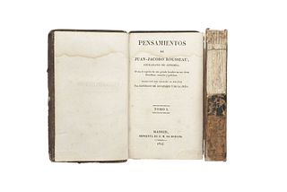 Montengón, Pedro. Pensamientos de Juan - Jacobo Rousseau / Eusebio.  Madrid: 1824 y Perpiñan: 1819. Total de piezas: 2.