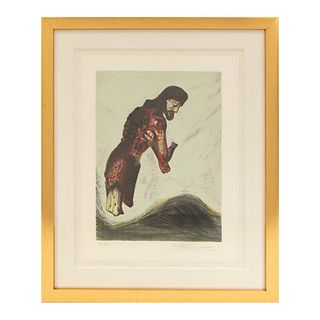 David Alfaro Siqueiros. Cristo del Calvario. 1969. Firmado. Litografía E.A. Enmarcado. 65 x 50 cm