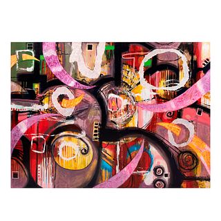 Juan Minero. Abstracto. Firmado y fechado 19. Técnica mixta sobre tela. Sin enmarcar. 140 x 190 cm