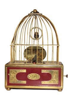 A Swiss Victorian Gilt Metal Singing Bird Cage