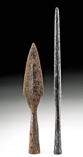 Lot of Two 9th C. Viking Iron Spear Heads