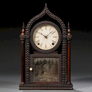 J.C. Brown Ripple Ogee Gothic Rosewood Shelf Clock