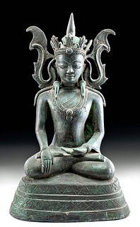 18th C. Burmese Brass Seated Buddha