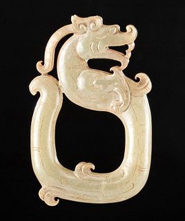 Chinese Qing Dynasty Nephrite Dragon Amulet