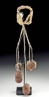 Early 20th C. Alaskan Inuit Sinew, Bone & Ivory Bola