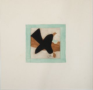 Georges Braque (Fr. 1882-1963)     -  The Bird   -   Lithograph on paper, framed under glass