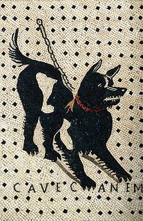Vatican workshop  (It. late19th Century)     -  "Cave Canem" (Beware of the Dog)   -   A micromosaic plaque