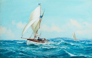 Montague Dawson (Br. 1890-1973)     -  Sailing Day   -   Gouache on paper