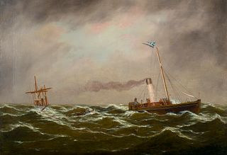 J. Miller (19th Century)     -  A Sailing Ship in Distress   -   Oil on canvas