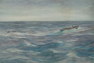 Charles Herbert Woodbury (Am. 1864-1940)     -  Duck Decoys   -   Watercolor on paper, framed under plexiglass
