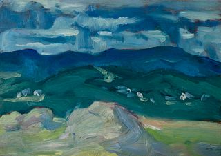 Carl Sprinchorn (Am. 1887-1971)     -  "Haying Time" Monson, Maine 1912   -   Oil on board