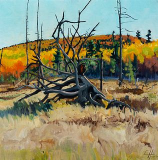 Chris Huntington (Am. b. 1938)     -  Autumn Landscape, 1975   -   Oil on board