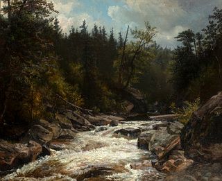 Hendrick Dirk Kruseman Van Elten (Dutch/Am. 1829-1904)     -  Ausable River, N. Y.   -   Oil on canvas