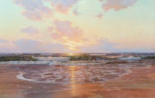 Warren Sheppard (Am. 1858-1937)     -  "Tranquil Sunrise"   -   Oil on canvas