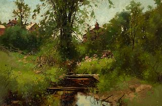Charles Frederick Kimball (Am. 1831-1903)     -  "House on Stroudwater"   -   Oil on canvas