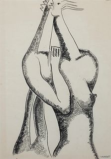 Robert Laurent (Fr. 1890-1970)     -  Nude Figures   -   Charcoal on paper, framed under glass