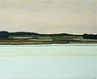 John Louis Laurent (Am. 1921-2005)     -  "Sketch for January Thaw-York River" 1974   -   Oil on masonite